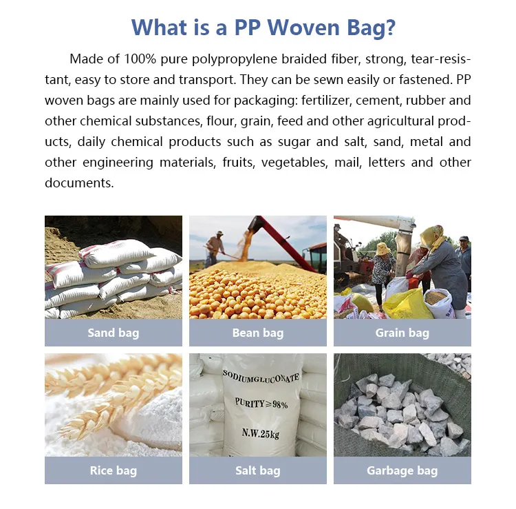 OEM& ODM 50GSM-100GSM Plastic Woven Bags for Packaging