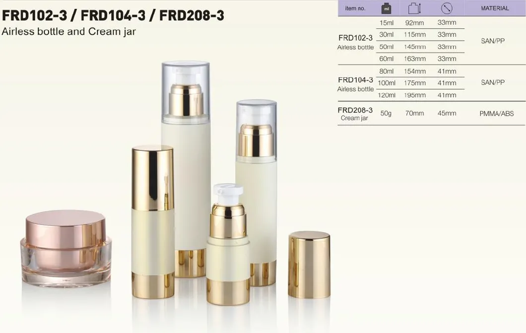 Pure Colors Pump Sprayer 15ml 30ml 50ml Circle Bottle Empty Round Plastic Acrylic Perfume Glass Airless Lotion Bottles for Cosmetic