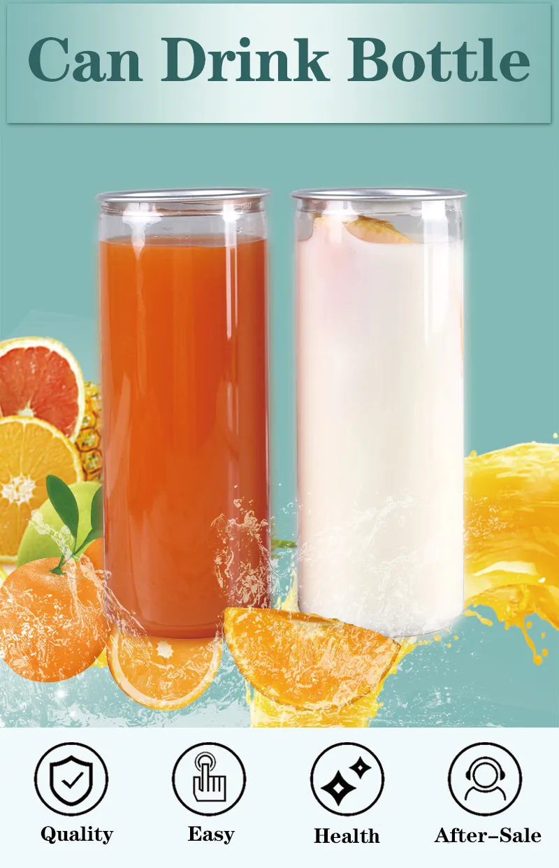 Round Empty Pet Can for Beverage, Juice Cup 350ml with Shrink Film