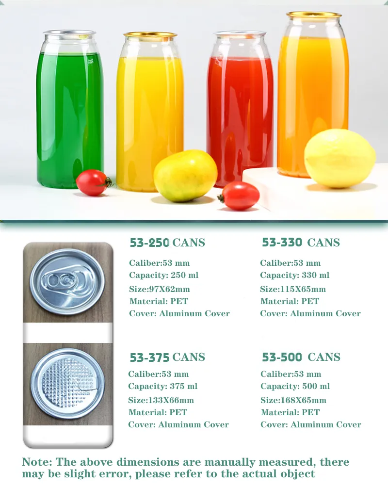 Round Empty Pet Can for Beverage, Juice Cup 350ml with Shrink Film