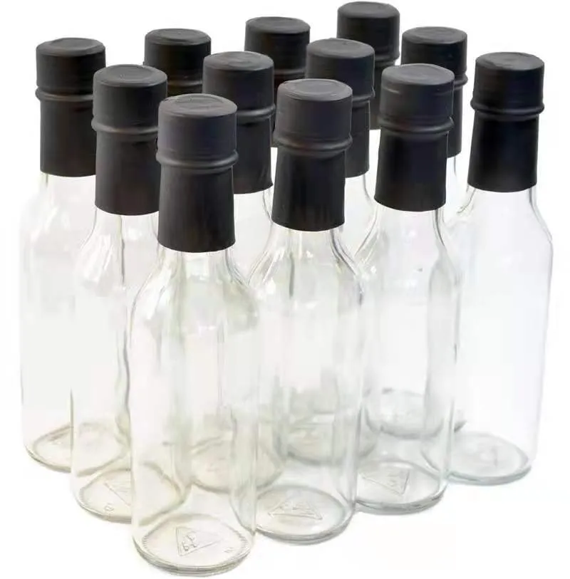 Stock Cheap Clear Glass Tabasco Bottle 155ml Hot Sauce Woozy Glass Bottle with Leak Proof Screw Cap and Insert