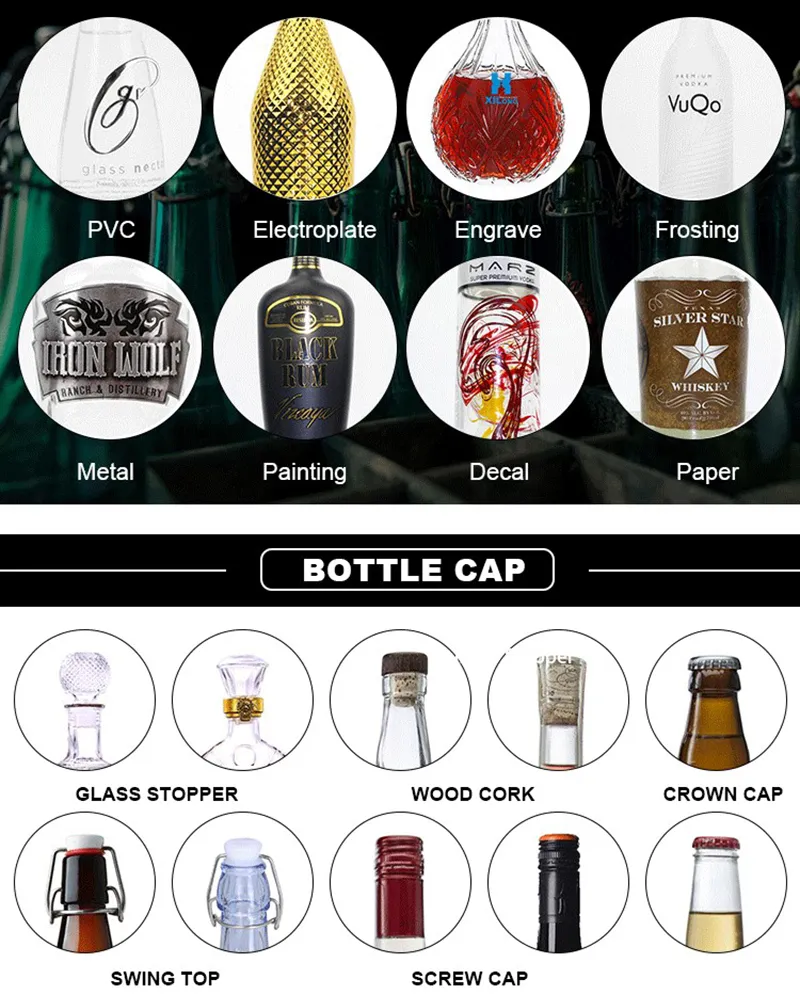 Super Clear Rectangle Shaped Liquor Tequila Vodka Alcoholic Drink Glass Bottles Wholesale