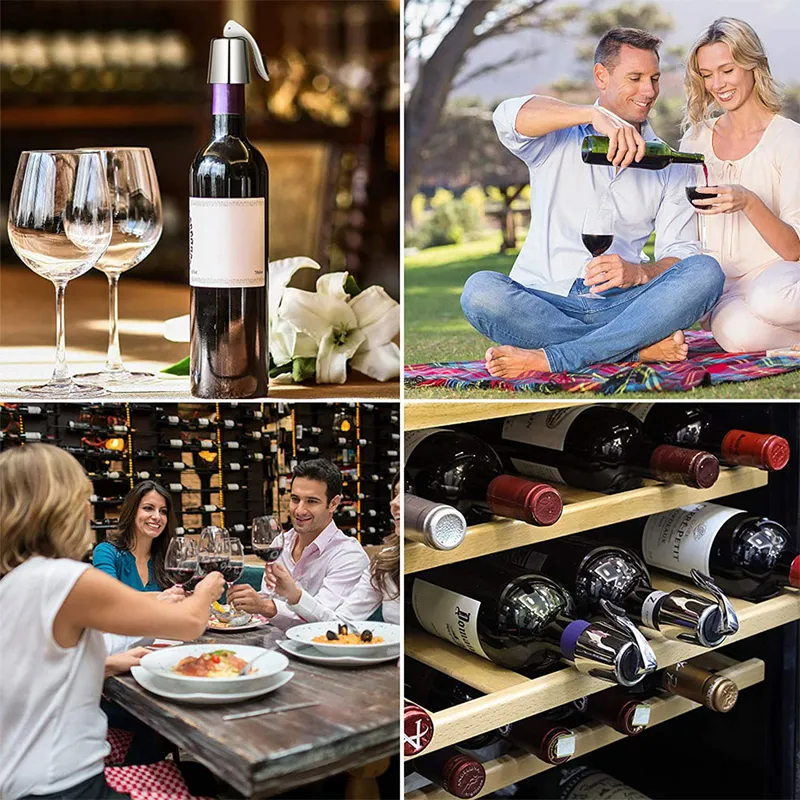 Suppliers Rosegold Sliver High-Quality Reusable Stainless Steel Vacuum Wine Bottle Stoppers Silicone Wine Saver & Sealer