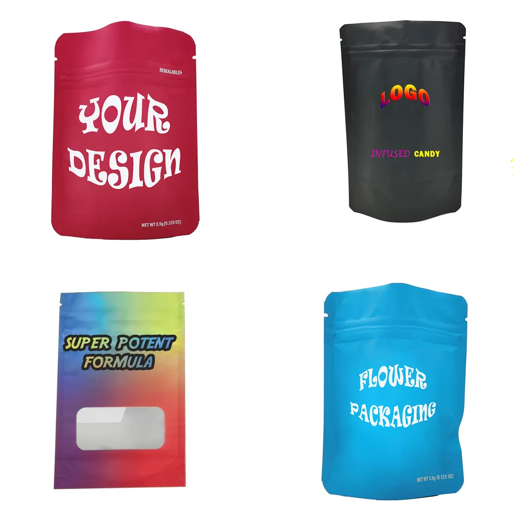 Thermal Laminating Food Grade Pouch Sweet Candy Sugar Snack Standup with Zipper Aluminium Foil Resealable Popcorn Bags Food Packaging Pink Plastic Matte Bag