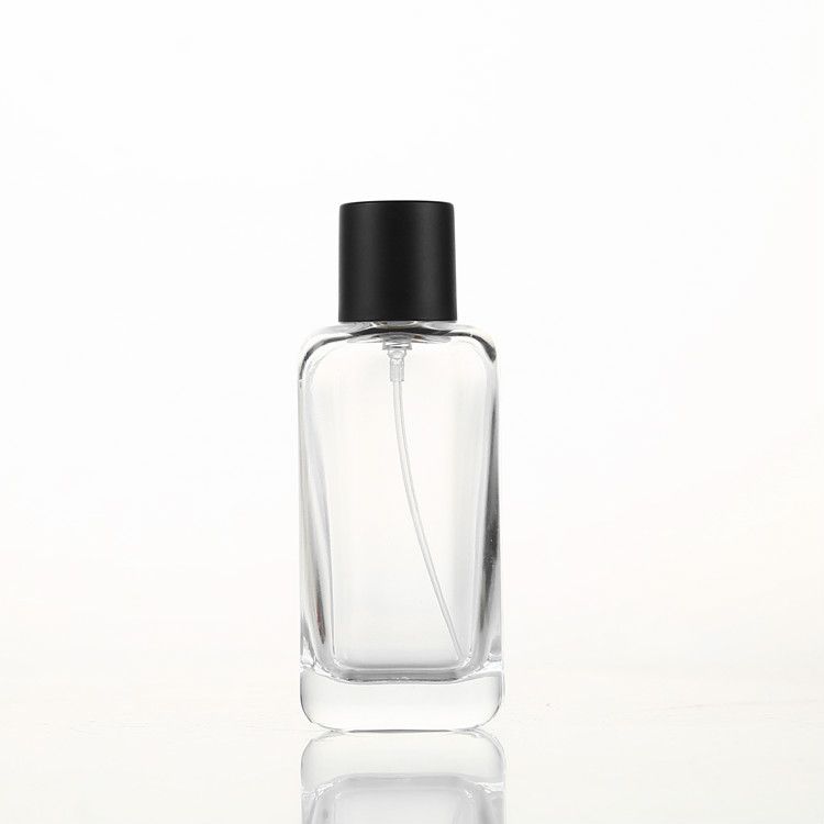 Transparent Perfume Glass Bottle with Sprayer Rectangular Empty Bottle 50ml