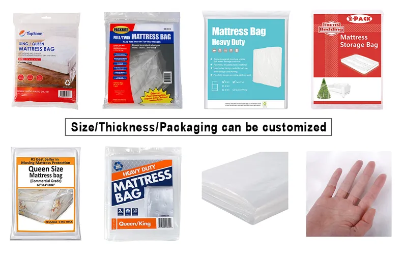 Waterproof Anti Bug Polythene Plastic Mattress Disposable Cover Protector Bag for Moving or Storage