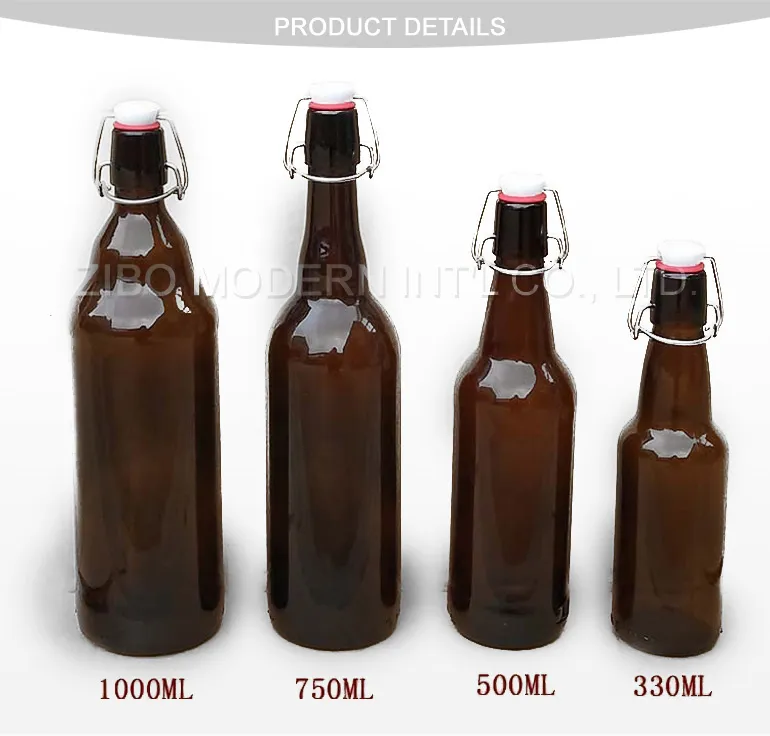 Wholesale 330ml 500ml 1000ml Amber Grolsch Empty Custom Swing Top Black Beer Bottle