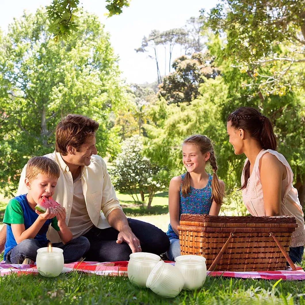 Wholesale 35 Hours 185ml 4 Oz 5oz Clear Vertical Stripes Round Watermelons Pumpkins Jar Cup for Candle Making