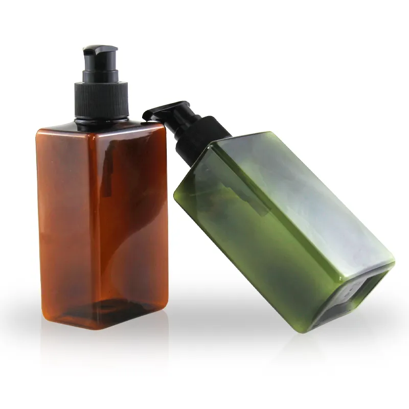 Wholesale Non Spill Pump Sprayer Square 300ml Square Shampoo Bottle