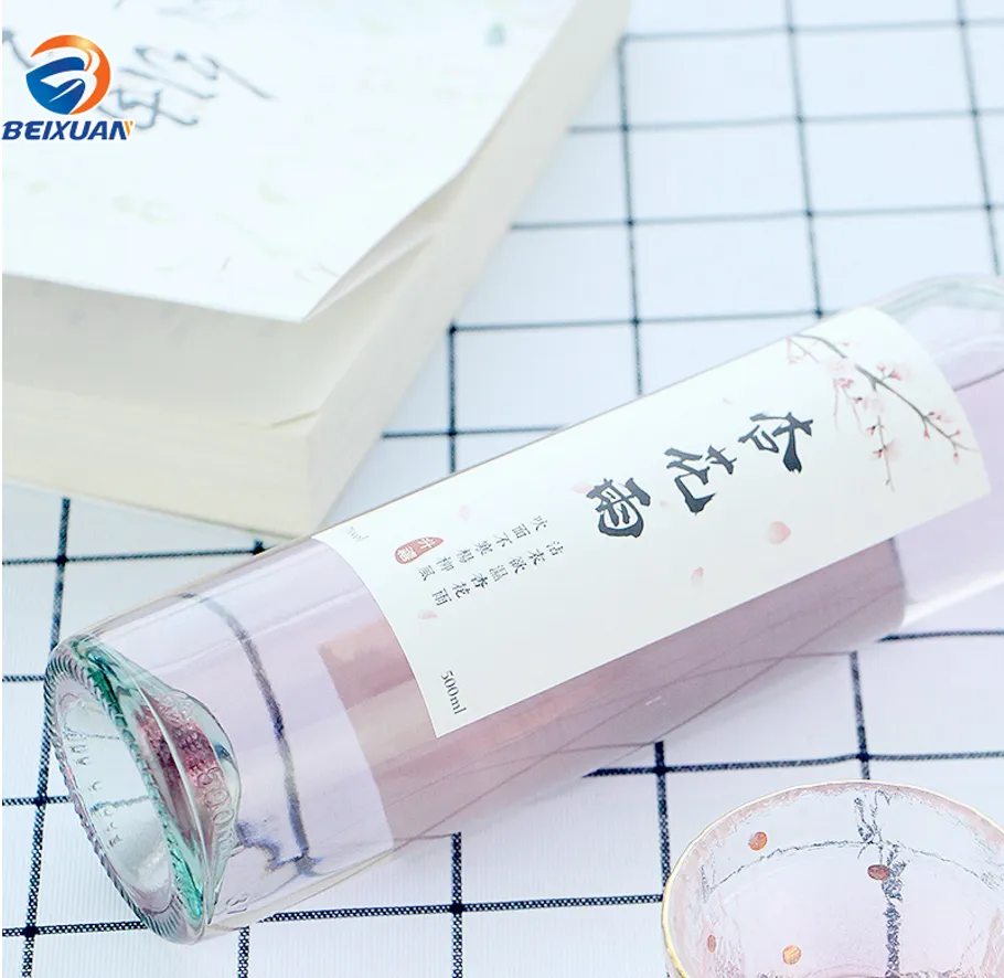 Wholesale Peach Blossom Wine Bottle Glass Bottle